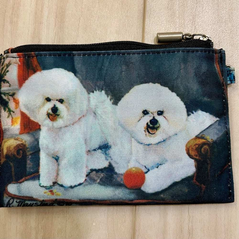 Zippered pouch NWT Bichon Frise artwork by Ruth Maystead